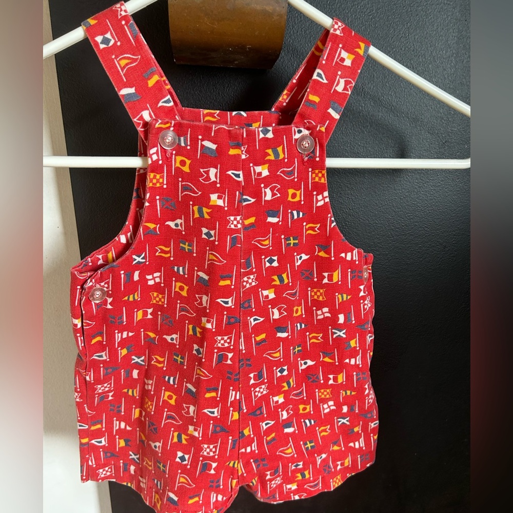 Vintage 70s/80s Baby Health-Tex Nautical Red Romper Size 18M